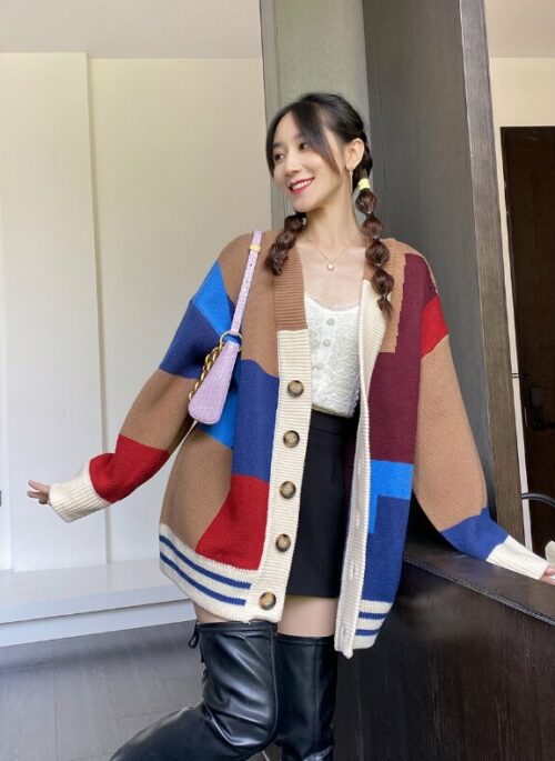 Multicolored Oversized Cardigan | Yunho – ATEEZ