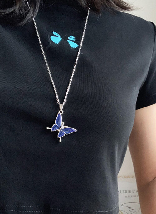 Blue Temperature Butterfly Necklace | Rose - BlackPink
