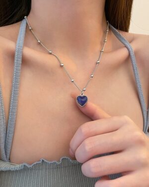 Blue Color-Changing Heart Necklace | Taehyung - BTS