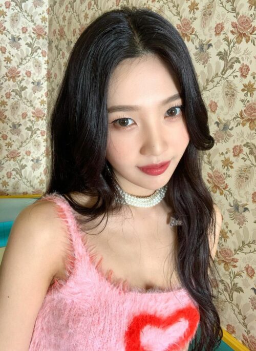 Pink Heart Fur Camisole Crop Top | Joy – Red Velvet