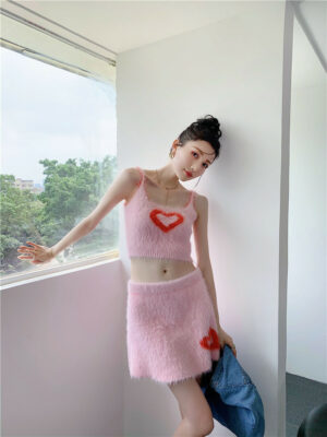 Pink Heart Fur Camisole Top Joy – Red Velvet 04