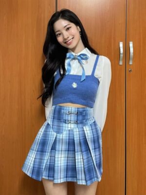 Blue Plaid Skirt | Dahyun – Twice