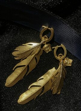 Gold Feathers Earrings | Chung Ha