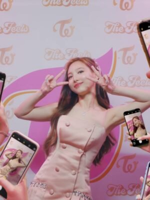 Pink Double Breasted Pleated Dress | Nayeon – Twice