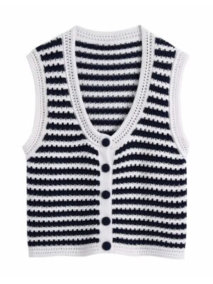 Nayeon – Twice Stripe Knitted Button Vest (21)