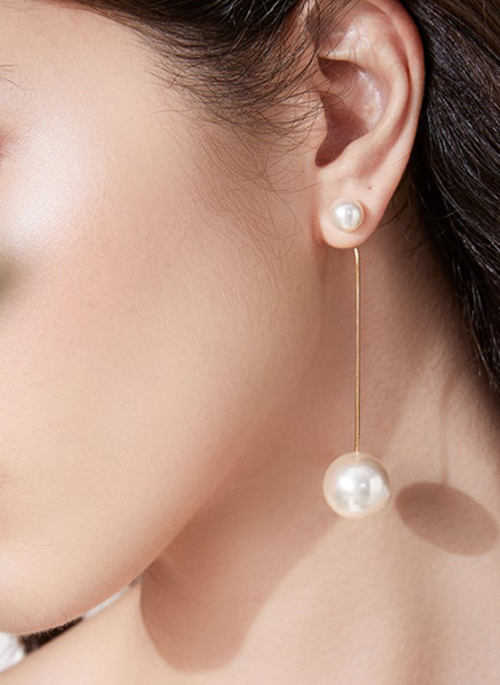 Gold Pearl Drop Earrings | Karina - Aespa