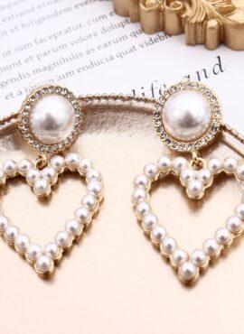 Gold Pearl Heart Earrings | Yeojin - Loona
