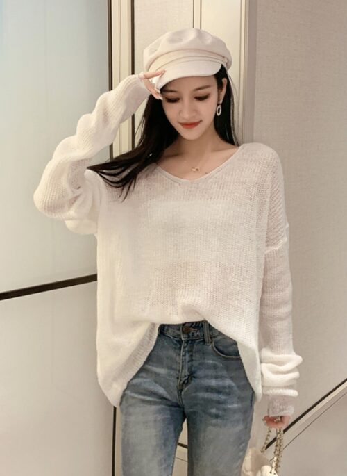 White Knitted See-Through Top | Yiren - Everglow