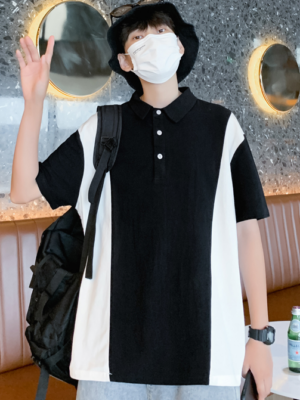 Yeonjun – TXT – Black And White Loose Polo Shirt 6