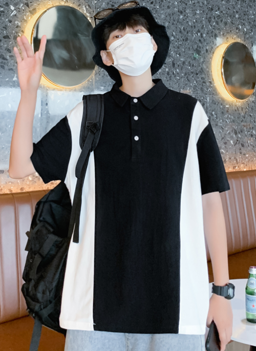 Black And White Loose Polo Shirt | Yeonjun - TXT