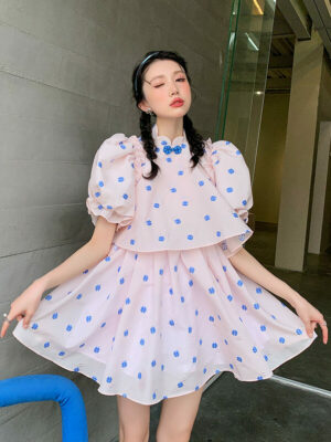 Yuqi – (G)I-DLE – Four Leaf Clover Puffed Sleeve Dress 5