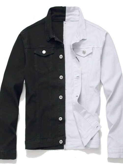 Black And White Split Tone Denim Jacket | Ryujin - ITZY