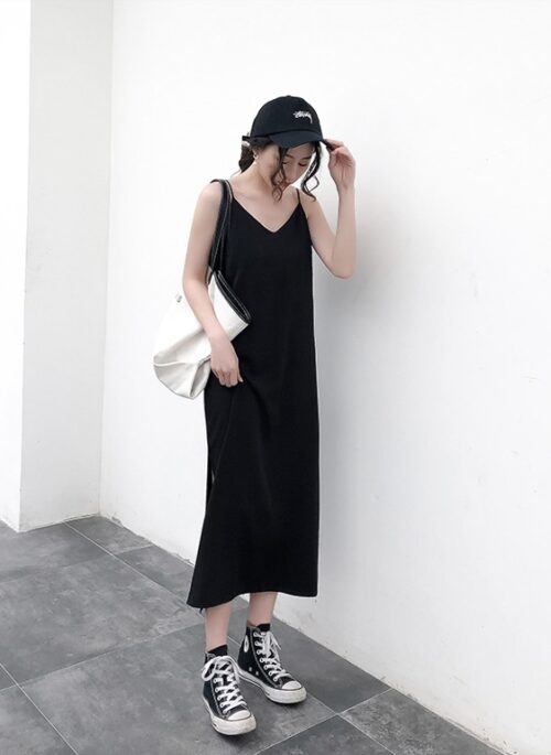 Black Drape Maxi Dress | Momo – Twice