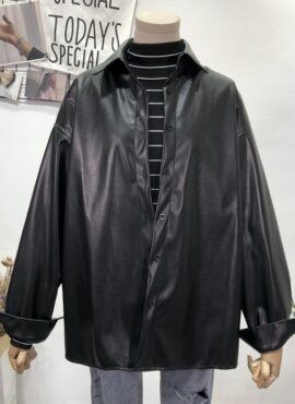 Black Leather Shirt Jacket | MJ - Astro