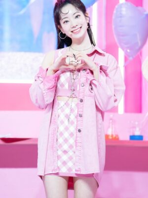Pink Plaid Cropped Sleeveless Top And Skirt Set | Dahyun – Twice