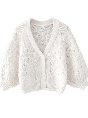 EU – Everglow White Textured Knitted Cardigan (6)