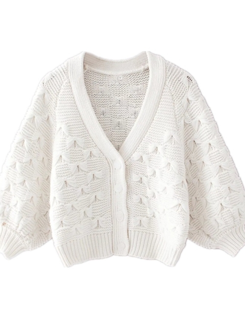 White Textured Knitted Cardigan | E:U – Everglow