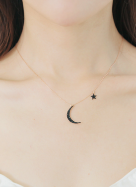 Black Star And Moon Necklace | Eunwoo - Astro