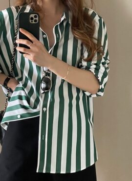 Green And White Striped Shirt | Jinjin - Astro