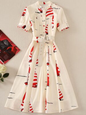 Jihyo – Twice Sailboat Print White Dress (9)