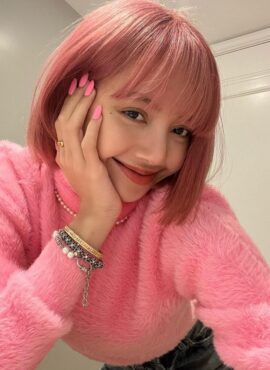 Pink Turtleneck Fluffy Sweater | Lisa - BlackPink
