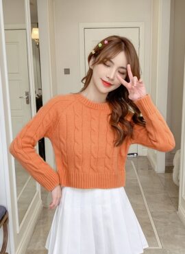 Orange Knot-Patterned Sweater | Suga - BTS
