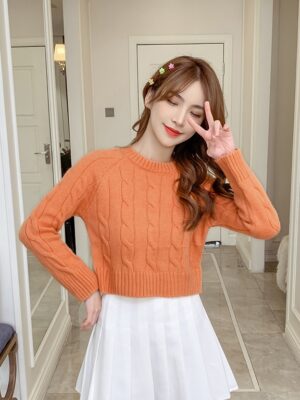 Orange Knot-Patterned Sweater Suga – BTS (4)