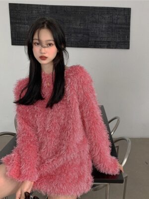 Pink Faux Fur Sweater Lia – ITZY (3)