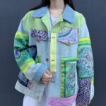 Blue Scarf Pattern Denim Jacket | Sanha – Astro