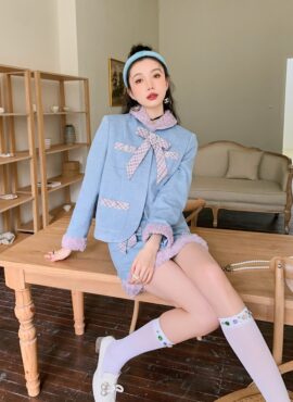 Blue Bowknot Woolen Jacket | Yuqi - (G)I-DLE