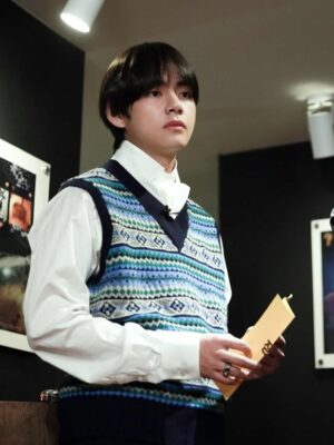 Blue Ethnic Pattern Vest | Taehyung – BTS