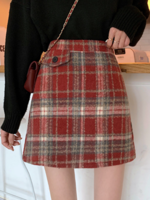 Choerry – Loona – Red Plaid A-Line Skirt (3)