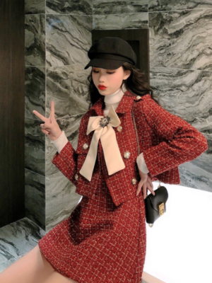 Gowon – Loona – Red Tweed Suit Jacket And Dress Set (7)