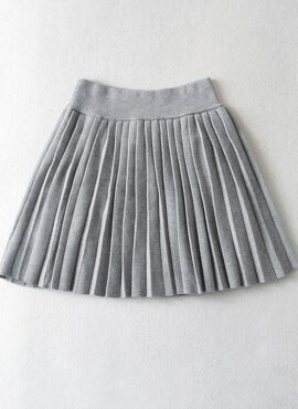 Grey Knitted Fine Pleats Skirt | IU