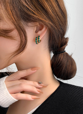 Gold Emerald Earrings | Jimin - BTS