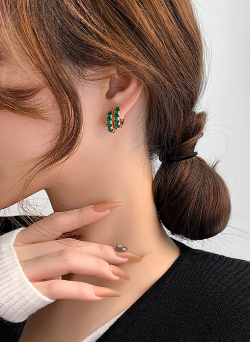 Gold Emerald Earrings | Jimin – BTS