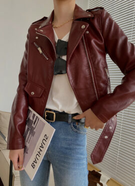 Red Leather Zipper Jacket | Jo Yi So - Itaewon Class