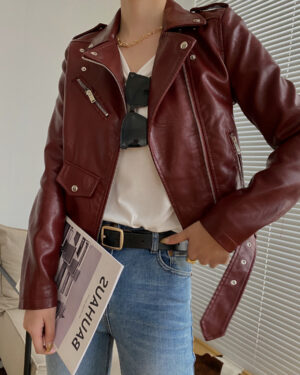Red Leather Zipper Jacket | Jo Yi So - Itaewon Class