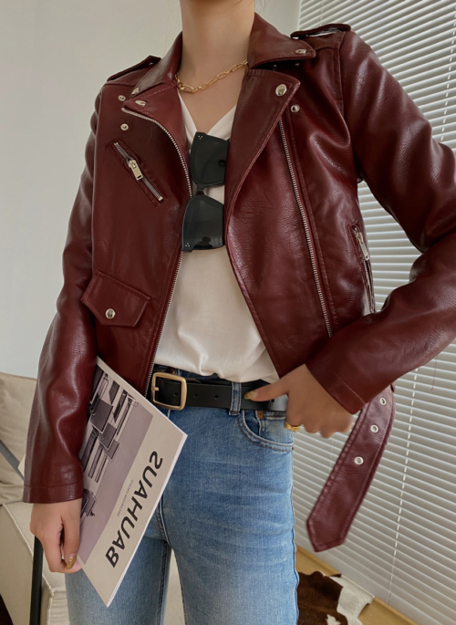 Red Leather Zipper Jacket | Jo Yi So – Itaewon Class