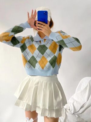 Joy – Red Velvet Blue Argyle Collared Sweater (9)