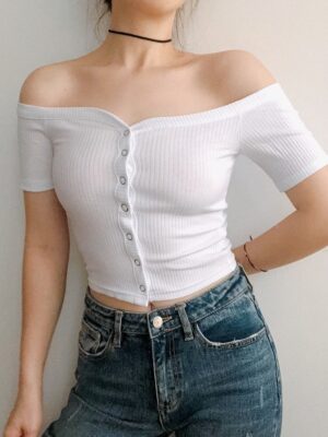 Momo – Twice White Off-Shoulder Cropped T-Shirt (13)