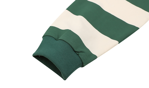 Green Retro Stripe Long Sleeve Polo Shirt | Seung Min – Stray Kids