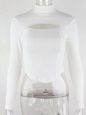 White Chest Cut-Out Mock Neck Sweater Ningning – Aespa (4)