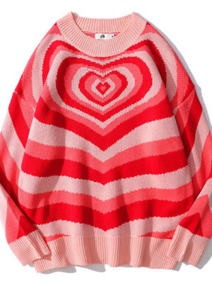 Yuna – ITZY – Pink Heart Wave Sweater (9)
