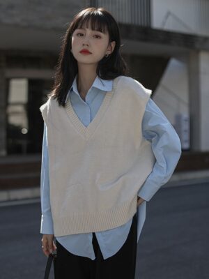 Basic White Knitted Vest Mark – GOT7 (2)