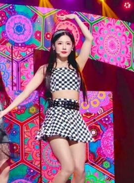 Black And White Checkered Crop Top | Miyeon - (G)I-DLE
