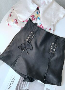 Black Double Lace-Up Skorts | Yuqi - (G)I-DLE