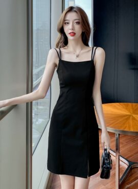 Black Double Sling Dress | Solar - Mamamoo