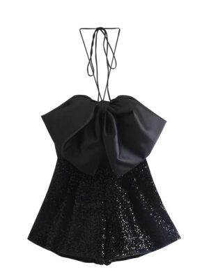 Giselle – Aespa Black Sequined Bow Jumpsuit (5)