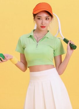 Green Collared Polo Shirt | Chung Ha